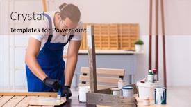  Presentation with contractor - Amazing slide deck having young-male-contractor-working backdrop and a coral colored foreground