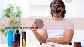  Presentation with recording - Amazing slides having young-male-cosmetician-recording-video backdrop and a coral colored foreground