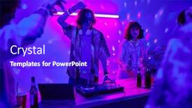  Presentation with beer bottle - Presentation theme consisting of young-male-deejay-creating-music background and a royal blue colored foreground