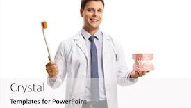  Presentation with tooth brush - PPT theme consisting of young-male-dentist-holding background and a white colored foreground