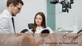  Presentation with dental veneers - PPT theme enhanced with young-male-dentist-in-white background and a coral colored foreground