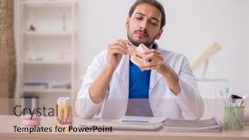  Presentation with dentist - Theme having young-male-dentist-lecturer-working background and a coral colored foreground