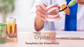  Presentation with clinic - Audience pleasing theme consisting of young-male-dentist-working backdrop and a lemonade colored foreground