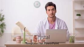  Presentation with clinic - Presentation theme enhanced with young-male-dentist-working background and a coral colored foreground