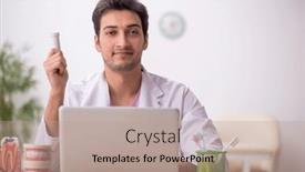  Presentation with clinic - PPT theme with young-male-dentist-working background and a coral colored foreground