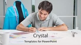  Presentation with drafting - Slide deck featuring young male designer drafting new background and a lemonade colored foreground