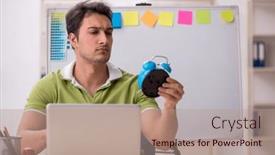  Presentation with time management - Presentation having young-male-designer-in-time background and a coral colored foreground