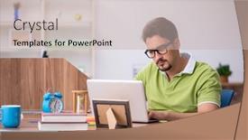  Presentation with office - Presentation with young-male-designer-working background and a soft green colored foreground