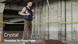  Presentation with crime scene - Slides featuring young-male-detective-investigator background and a gray colored foreground