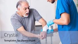  Presentation with aid - PPT layouts enhanced with young-male-doctor-and-old background and a light blue colored foreground