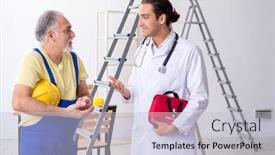  Presentation with old young - PPT layouts with young-male-doctor-and-old background and a lemonade colored foreground