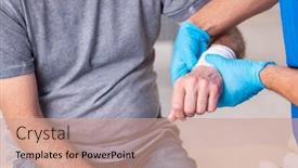  Presentation with old young - Slides having young-male-doctor-and-old background and a coral colored foreground