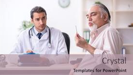  Presentation with old young - PPT theme with young-male-doctor-and-old background and a mint green colored foreground