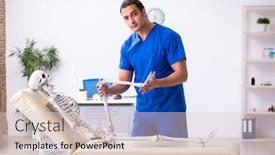  Presentation with skeleton - Amazing PPT layouts having young-male-doctor-and-skeleton backdrop and a lemonade colored foreground