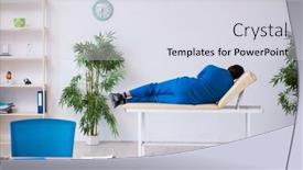  Presentation with tired - Cool new slide deck with young-male-doctor-being-extremely backdrop and a sky blue colored foreground