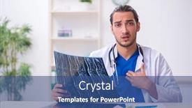  Presentation with tired - Presentation design enhanced with young-male-doctor-being-tired background and a ocean colored foreground