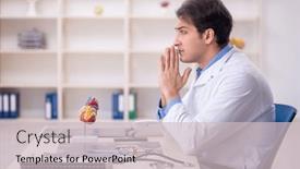  Presentation with tired - PPT theme enhanced with young-male-doctor-being-tired background and a lemonade colored foreground