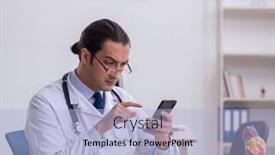  Presentation with cardiologist - Presentation design consisting of young-male-doctor-cardiologist-working background and a light blue colored foreground