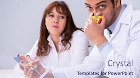  Presentation with cardiologist - Presentation design consisting of young-male-doctor-cardiologist background and a sky blue colored foreground