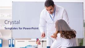  Presentation with cardiologist - PPT theme featuring young-male-doctor-cardiologist background and a sky blue colored foreground