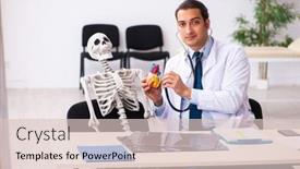  Presentation with cardiologist - Slide deck having young-male-doctor-cardiologist background and a lemonade colored foreground