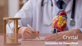  Presentation with time management - Slide set with young-male-doctor-cardiologist background and a coral colored foreground