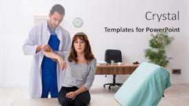  Presentation with joint - Beautiful PPT theme featuring young-male-doctor-checking-woman backdrop and a white colored foreground