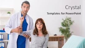  Presentation with joint - Colorful theme enhanced with young-male-doctor-checking-woman backdrop and a white colored foreground