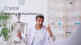  Presentation with human - Slides featuring young-male-doctor-demonstrating-human background and a white colored foreground