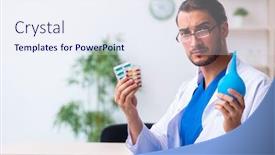  Presentation with gastroenterologist - Presentation having young-male-doctor-gastroenterologist-working background and a sky blue colored foreground
