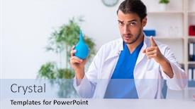  Presentation with gastroenterologist - Cool new presentation theme with young-male-doctor-gastroenterologist-working backdrop and a light blue colored foreground