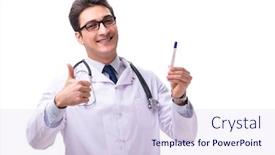  Presentation with gynecologist - PPT theme enhanced with young male doctor gynecologist isolated on white background and a lemonade colored foreground