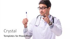  Presentation with gynecologist - PPT theme with young-male-doctor-gynecologist-isolated background and a white colored foreground