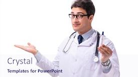  Presentation with gynecologist - Colorful PPT theme enhanced with young-male-doctor-gynecologist-isolated backdrop and a sky blue colored foreground