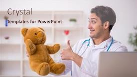  Presentation with toy - PPT theme enhanced with young-male-doctor-holding-toy background and a lemonade colored foreground