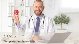  Presentation with doctor office - Presentation theme with young-male-doctor-holding background and a lemonade colored foreground