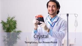  Presentation with blood transfusion - Audience pleasing presentation theme consisting of young male doctor in blood backdrop and a light blue colored foreground