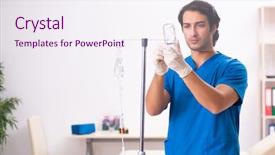  Presentation with blood veins - PPT theme enhanced with young male doctor in blood background and a sky blue colored foreground