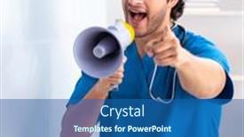  Presentation with whiteboard - Slide set having young-male-doctor-in-front background and a  colored foreground