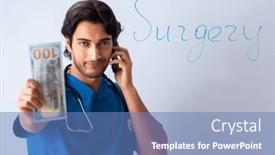  Presentation with whiteboard - PPT theme enhanced with young-male-doctor-in-front background and a  colored foreground