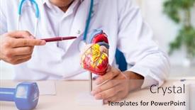  Presentation with sport - Colorful presentation design enhanced with young male doctor in sport and dieting concept backdrop and a coral colored foreground