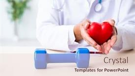  Presentation with sport - Presentation design featuring young male doctor in sport and dieting concept background and a lemonade colored foreground