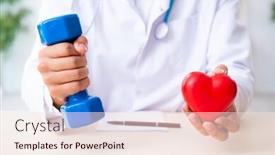  Presentation with sport - Audience pleasing slide set consisting of cardiac rehabilitation - young male doctor in sport backdrop and a lemonade colored foreground