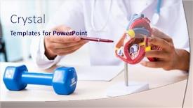  Presentation with sport - Beautiful theme featuring cardiac exercise - young male doctor in sport backdrop and a sky blue colored foreground