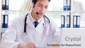  Presentation with telehealth - Slide set featuring young male doctor in telehealth concept background and a lemonade colored foreground