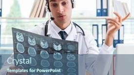  Presentation with telehealth - Audience pleasing presentation theme consisting of young male doctor in telehealth concept backdrop and a ocean colored foreground