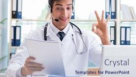  Presentation with telehealth - Amazing PPT layouts having young-male-doctor-in-telehealth backdrop and a lemonade colored foreground