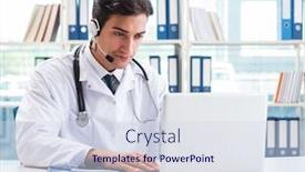  Presentation with telehealth - Presentation theme with young-male-doctor-in-telehealth background and a sky blue colored foreground