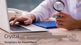  Presentation with telemedicine word cloud concept - Colorful slide deck enhanced with young male doctor in telemedicine backdrop and a coral colored foreground