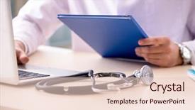  Presentation with telemedicine - Theme having young male doctor in telemedicine background and a lemonade colored foreground